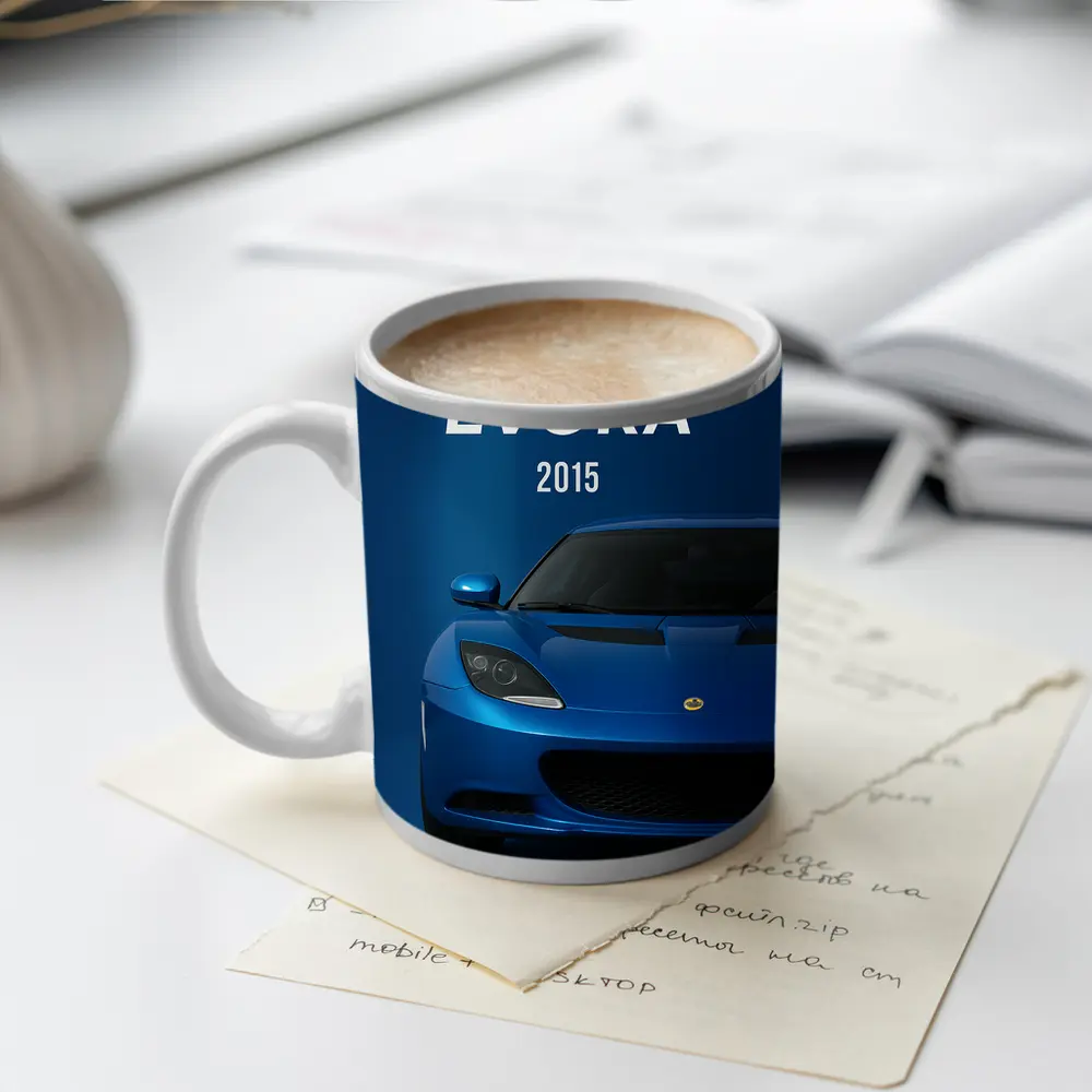Lotus Evora Blue Sports Car Front View – Mugs