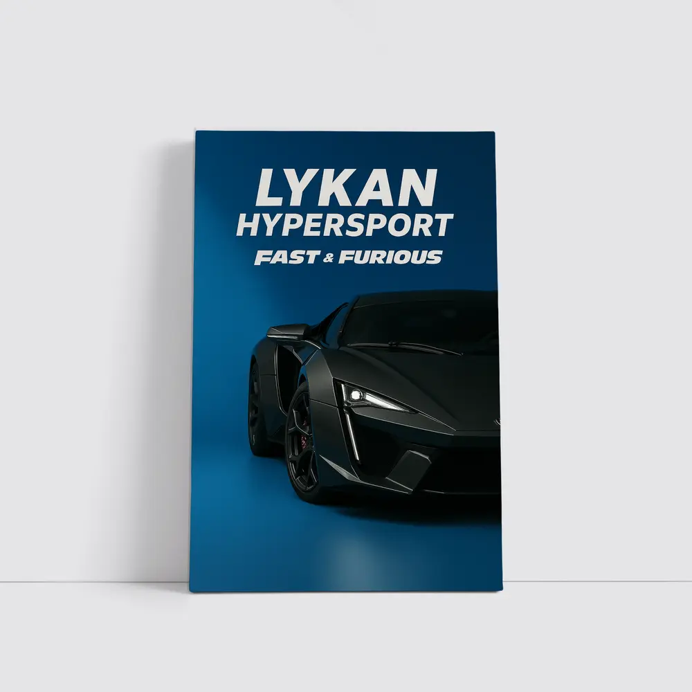 Lykan Hypersport Fast Furious Blue Background – Wall Art