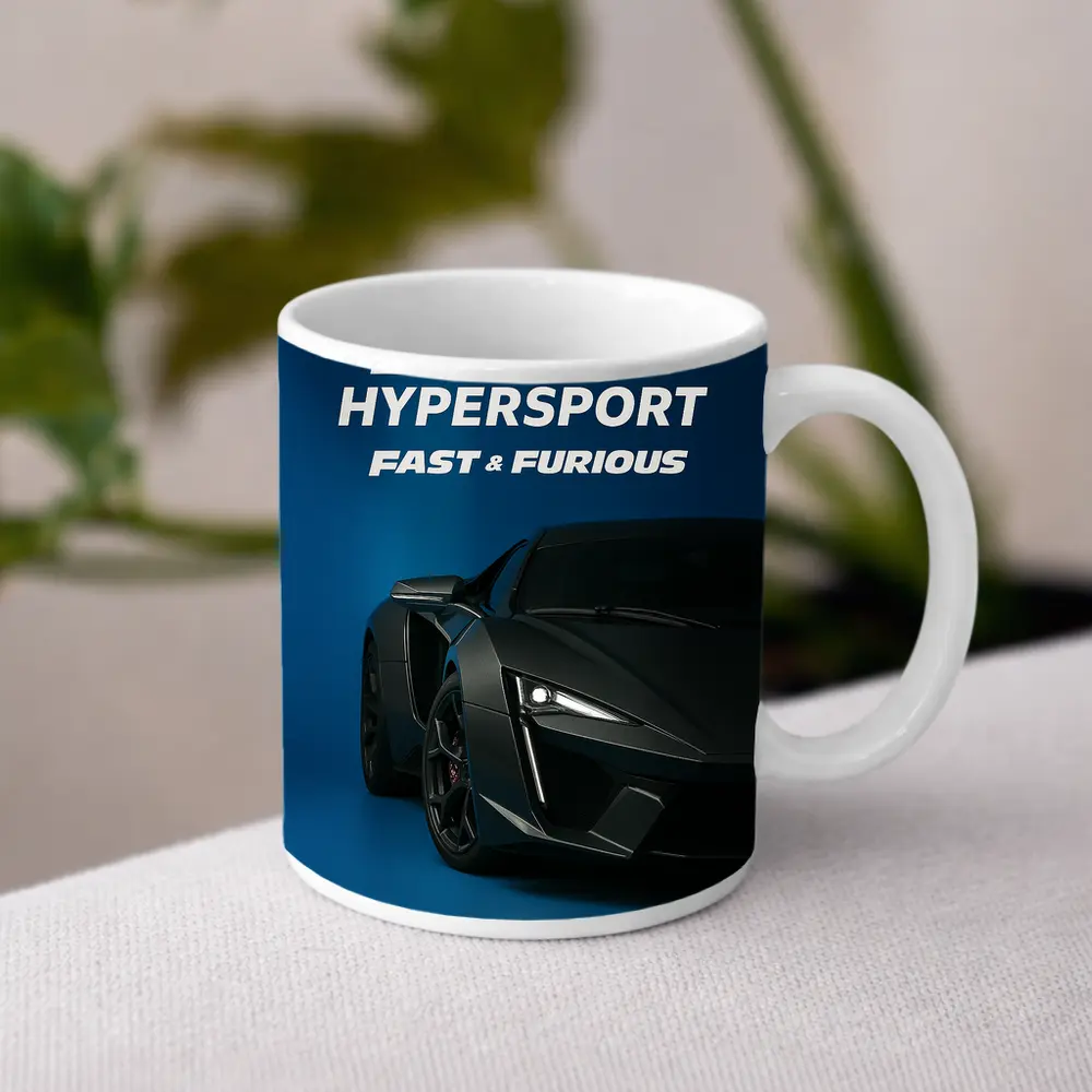 Lykan Hypersport Fast Furious Blue Background – Mugs