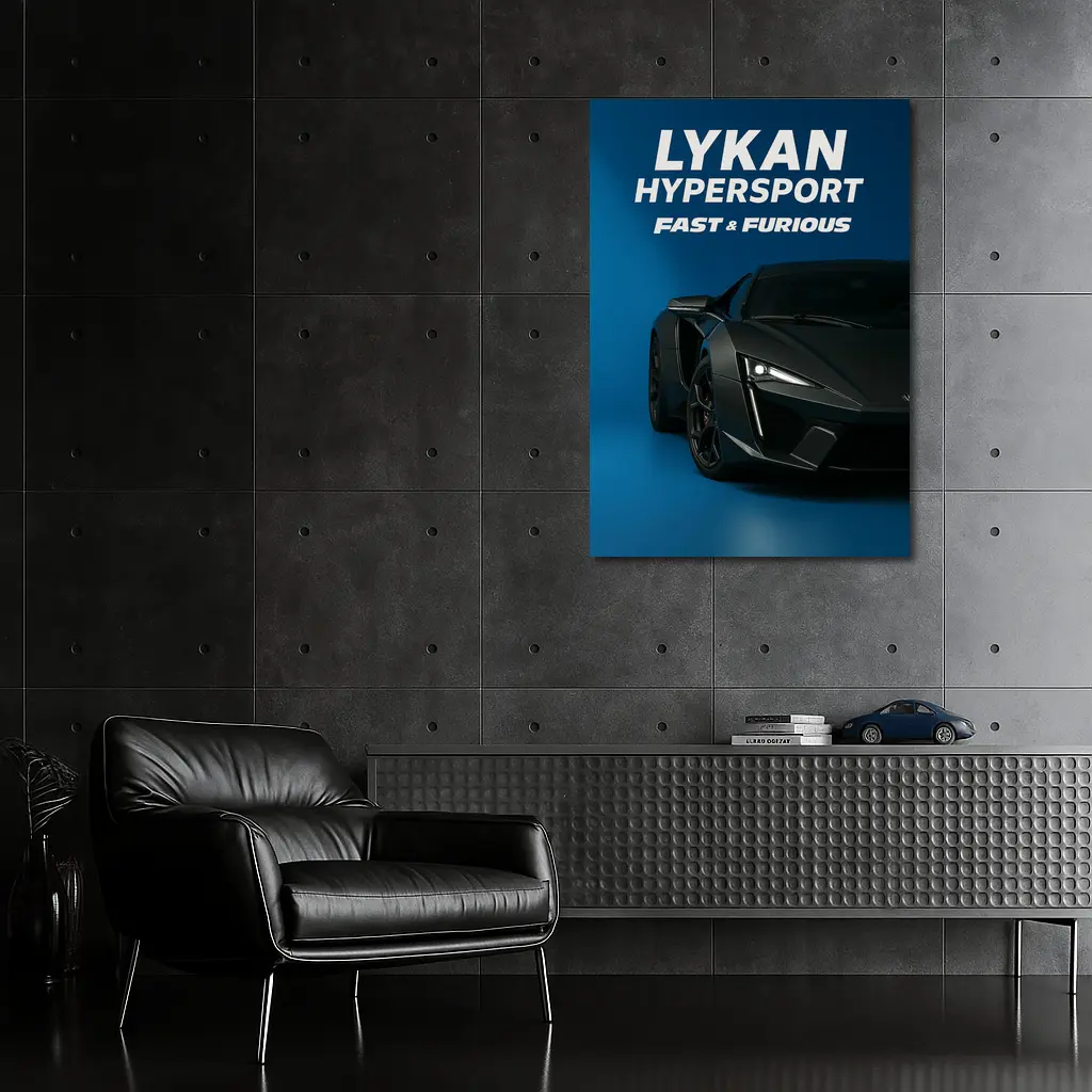 Lykan Hypersport Fast Furious Blue Background – Wall Art