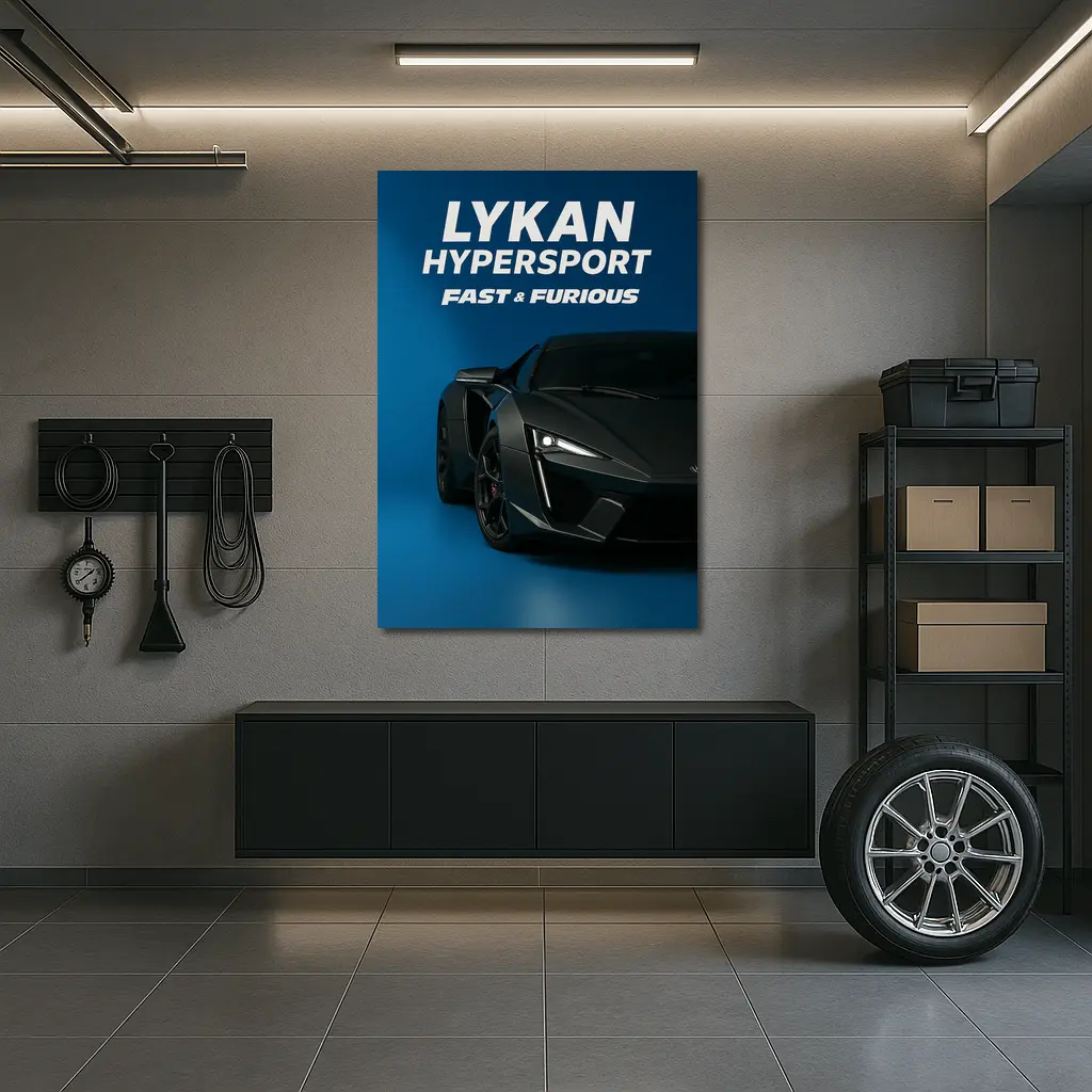 Lykan Hypersport Fast Furious Blue Background – Wall Art