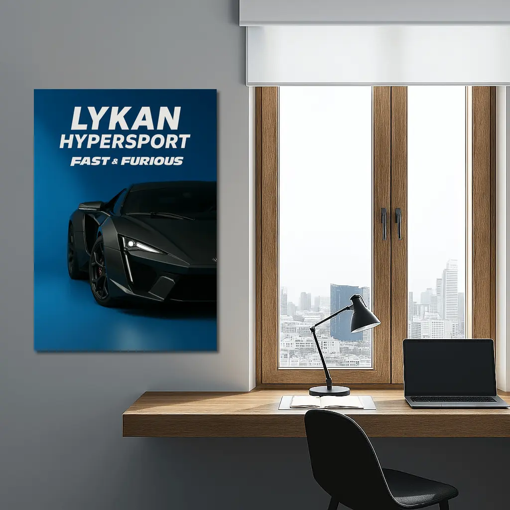 Lykan Hypersport Fast Furious Blue Background – Wall Art