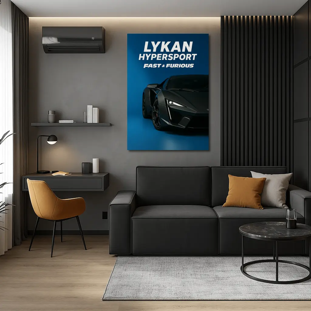 Lykan Hypersport Fast Furious Blue Background – Wall Art