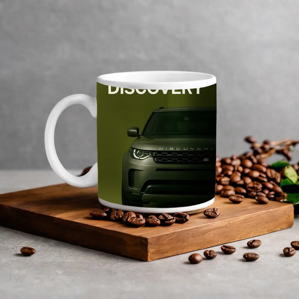 Land Rover Discovery SUV Olive Green Background – Mugs