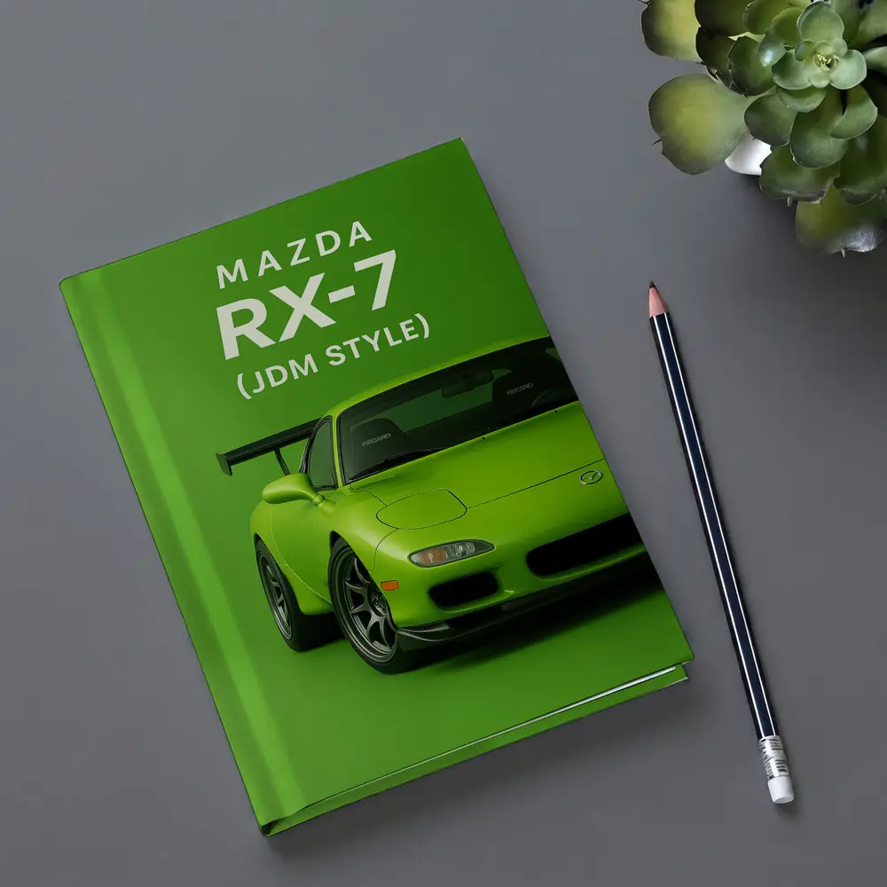 Mazda RX-7 JDM Style Green Background Art – Notebooks