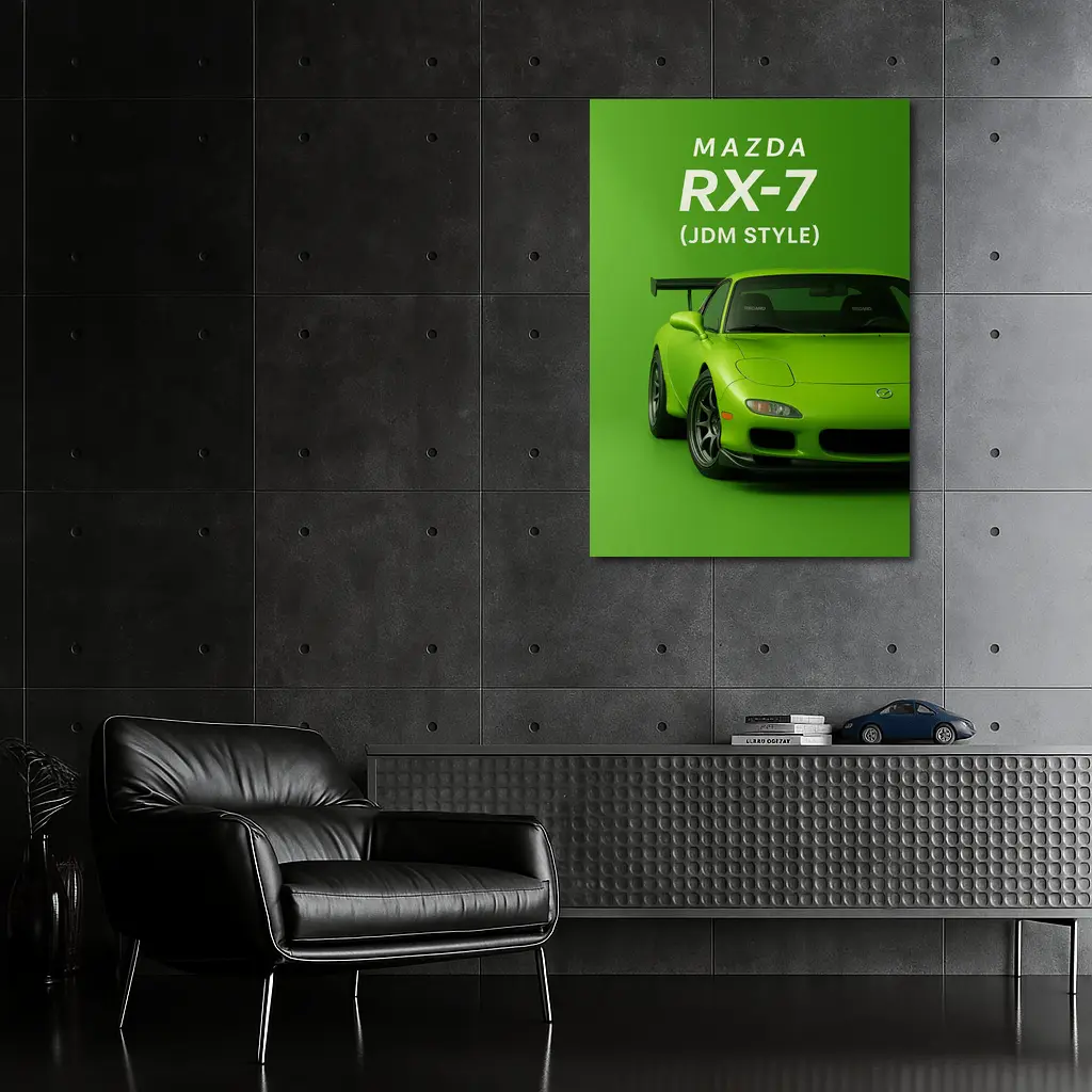 Mazda RX-7 JDM Style Green Background Art – Wall Art