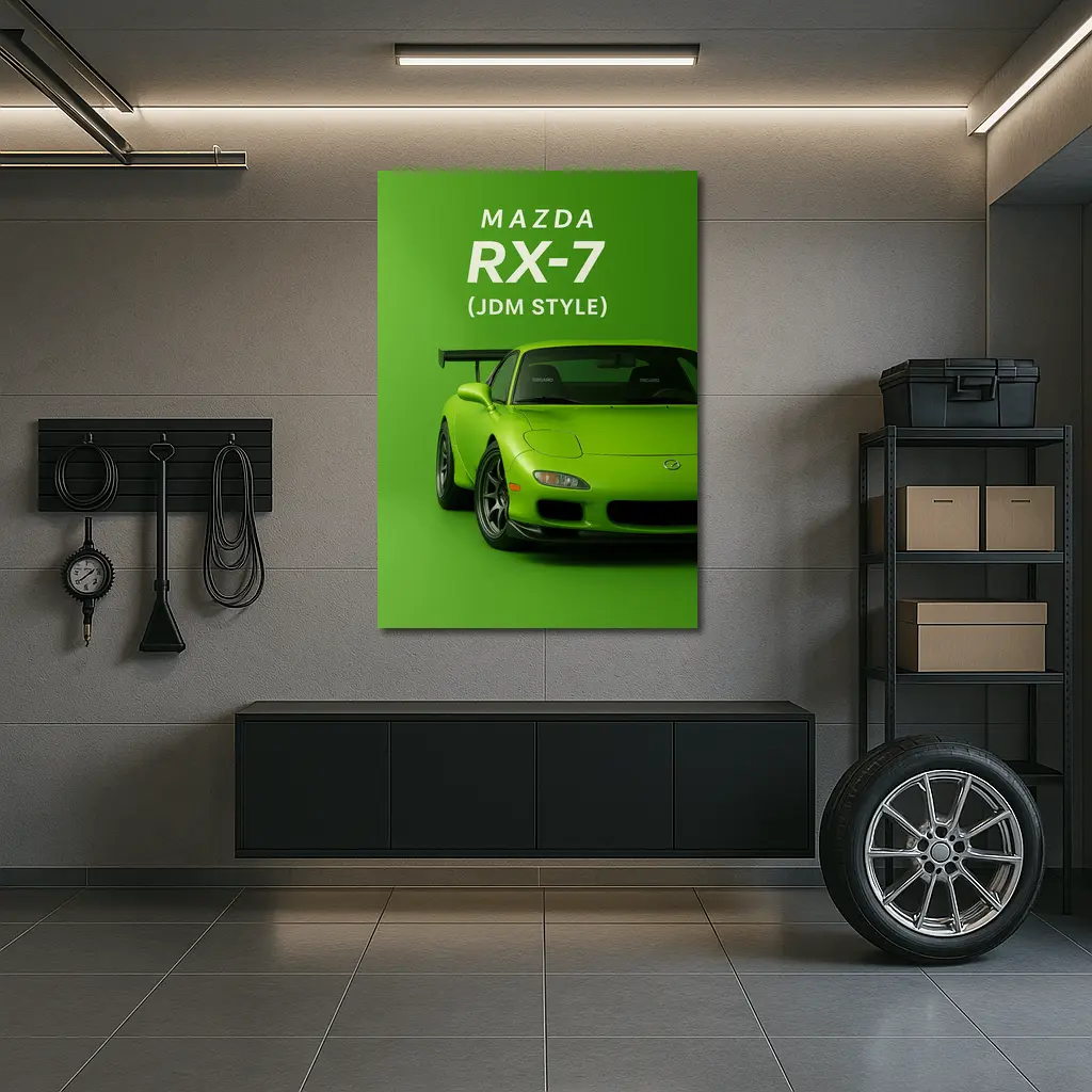 Mazda RX-7 JDM Style Green Background Art – Wall Art