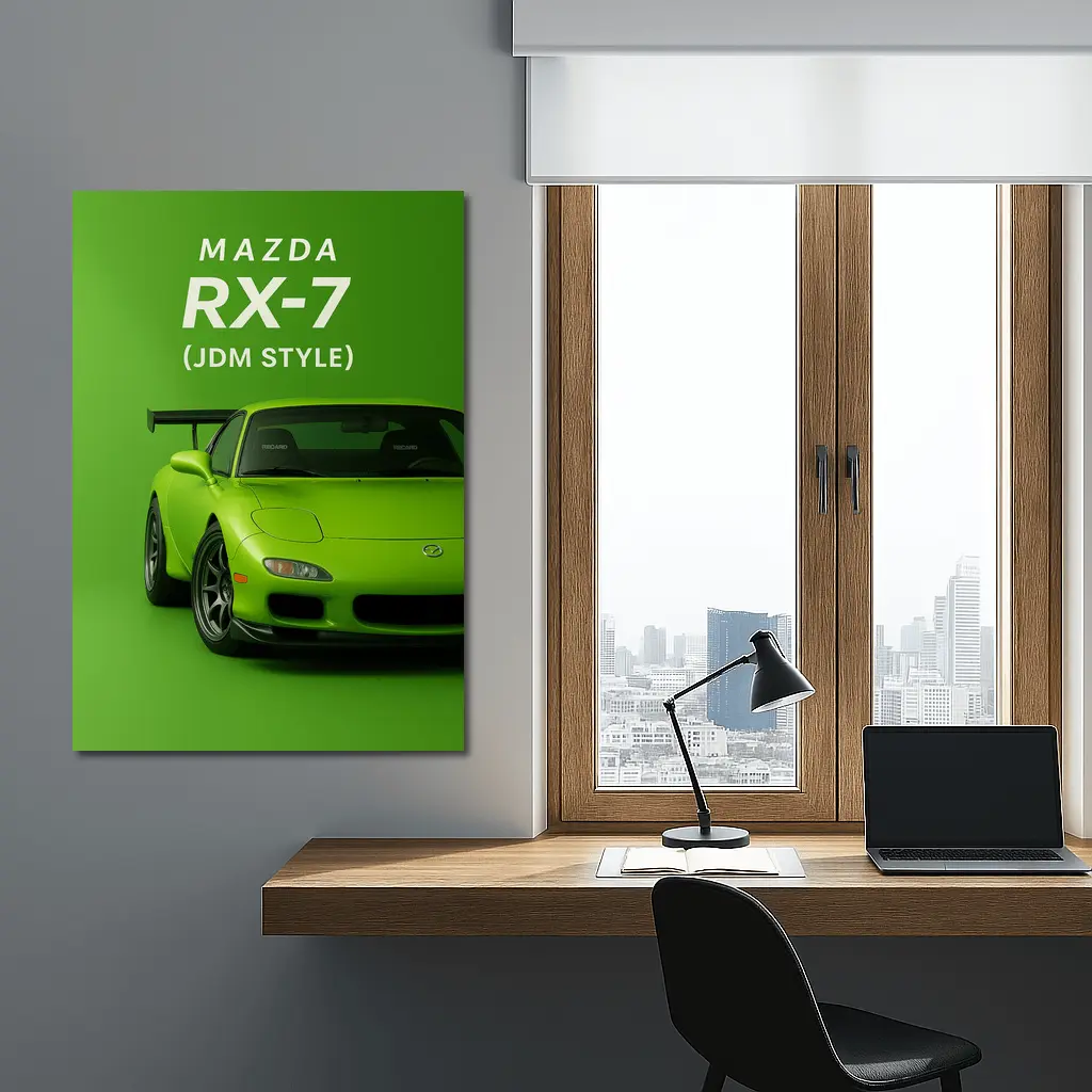 Mazda RX-7 JDM Style Green Background Art – Wall Art