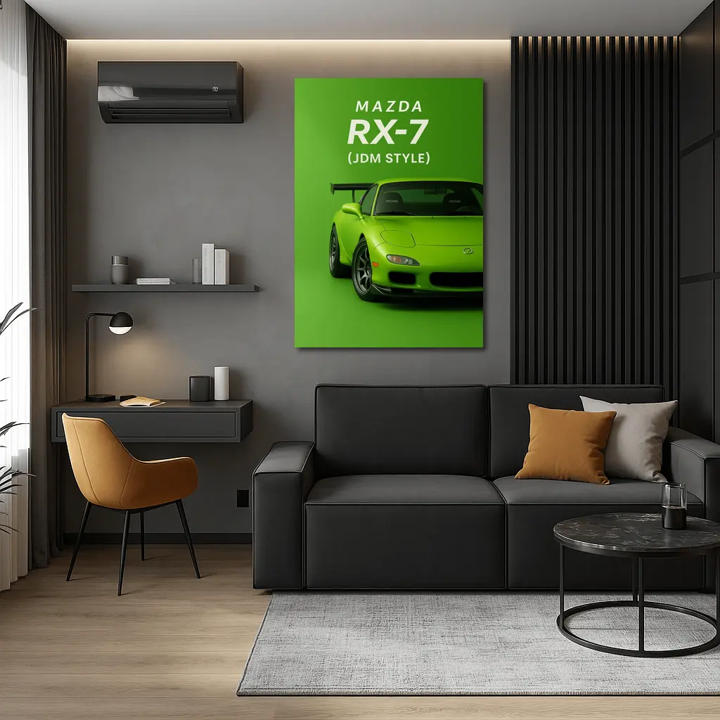 Mazda RX-7 JDM Style Green Background Art – Wall Art