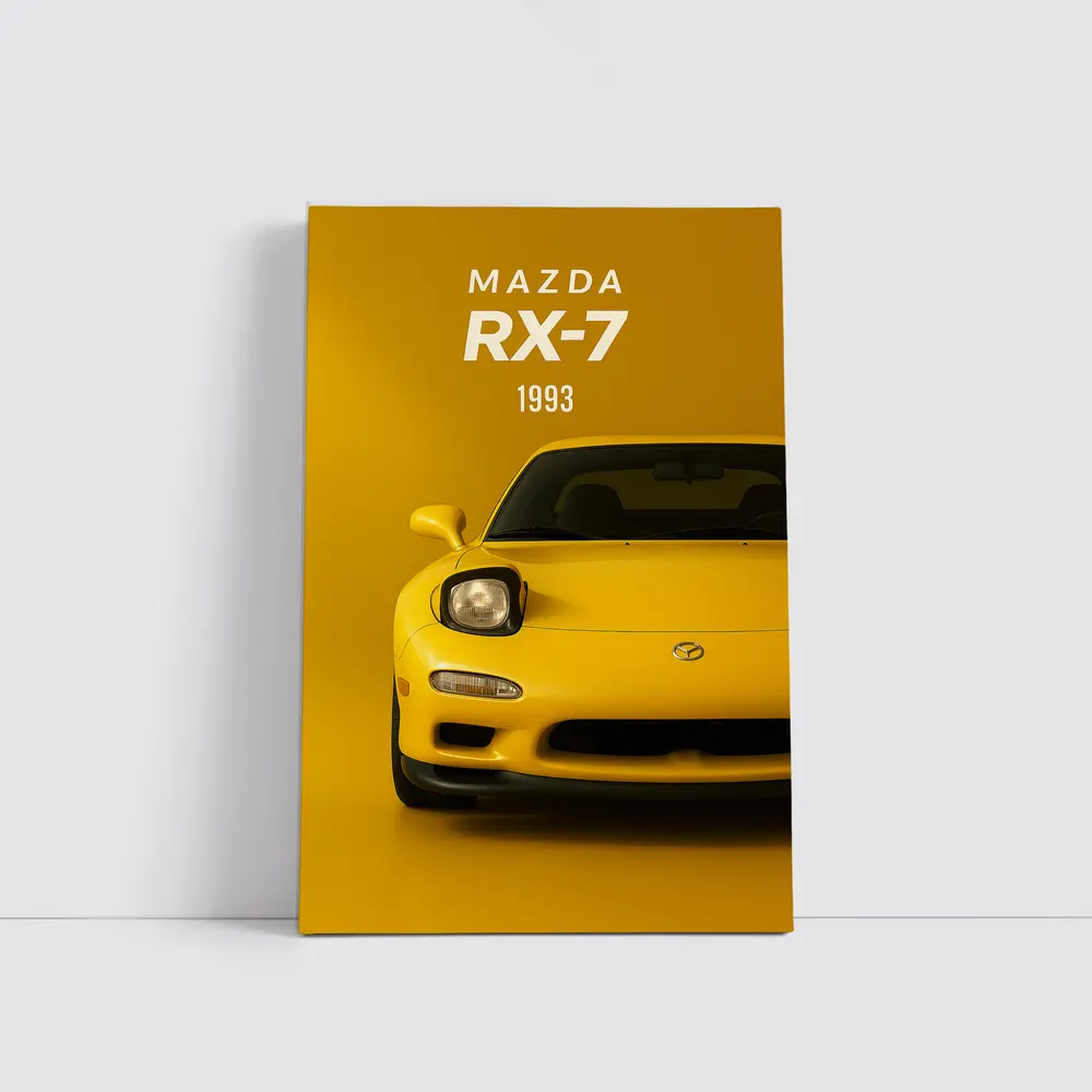 Mazda RX-7 1993 Yellow Front View – Wall Art
