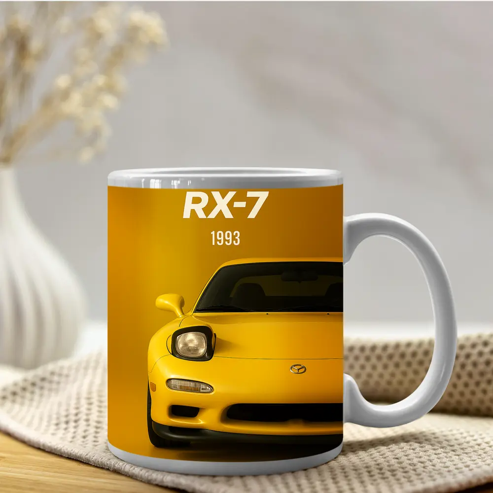 Mazda RX-7 1993 Yellow Front View – Mugs