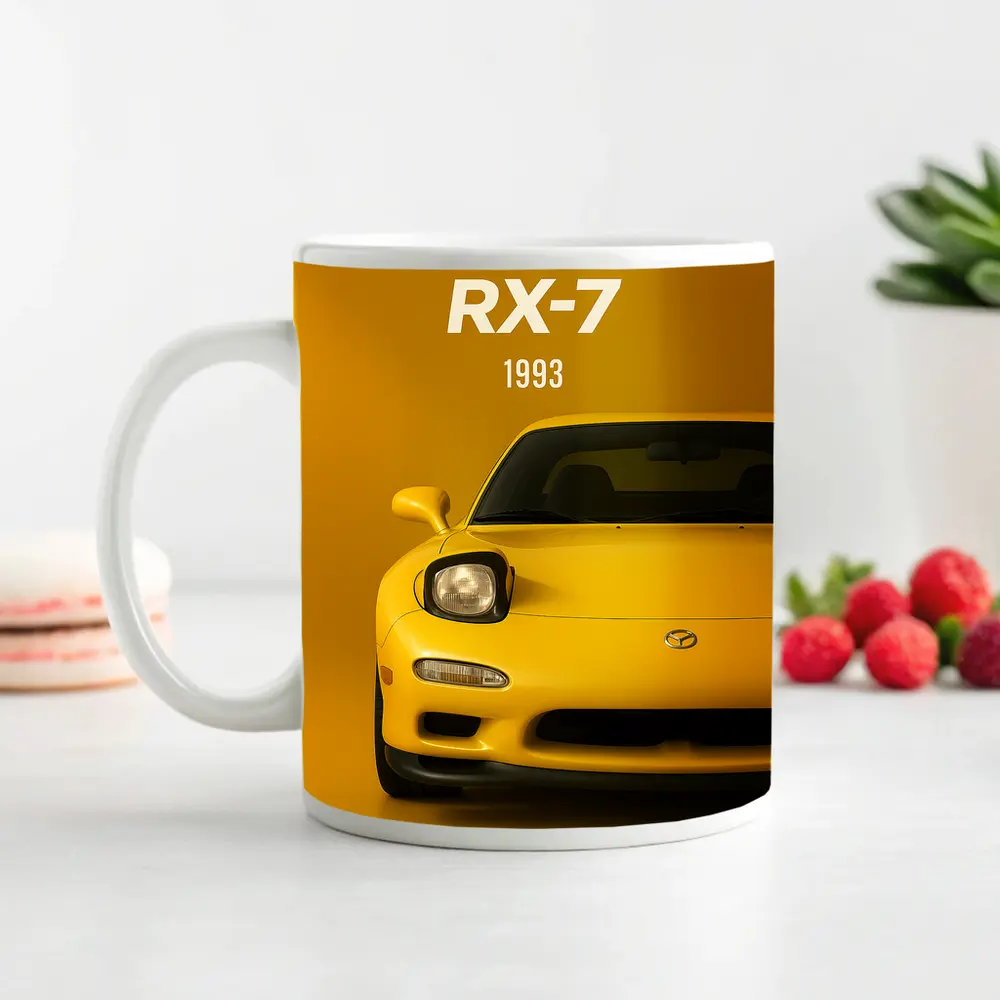 Mazda RX-7 1993 Yellow Front View – Mugs