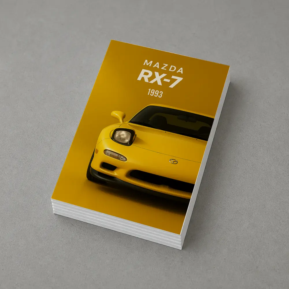 Mazda RX-7 1993 Yellow Front View – Postcards