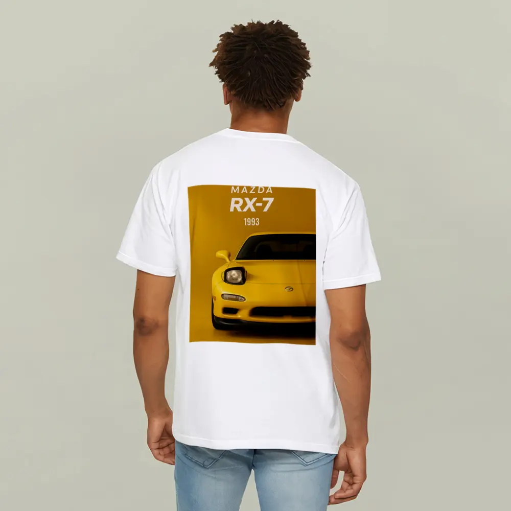 Mazda RX-7 1993 Yellow Front View – T-Shirts
