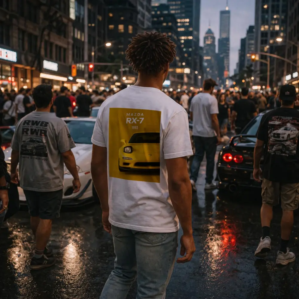 Mazda RX-7 1993 Yellow Front View – T-Shirts