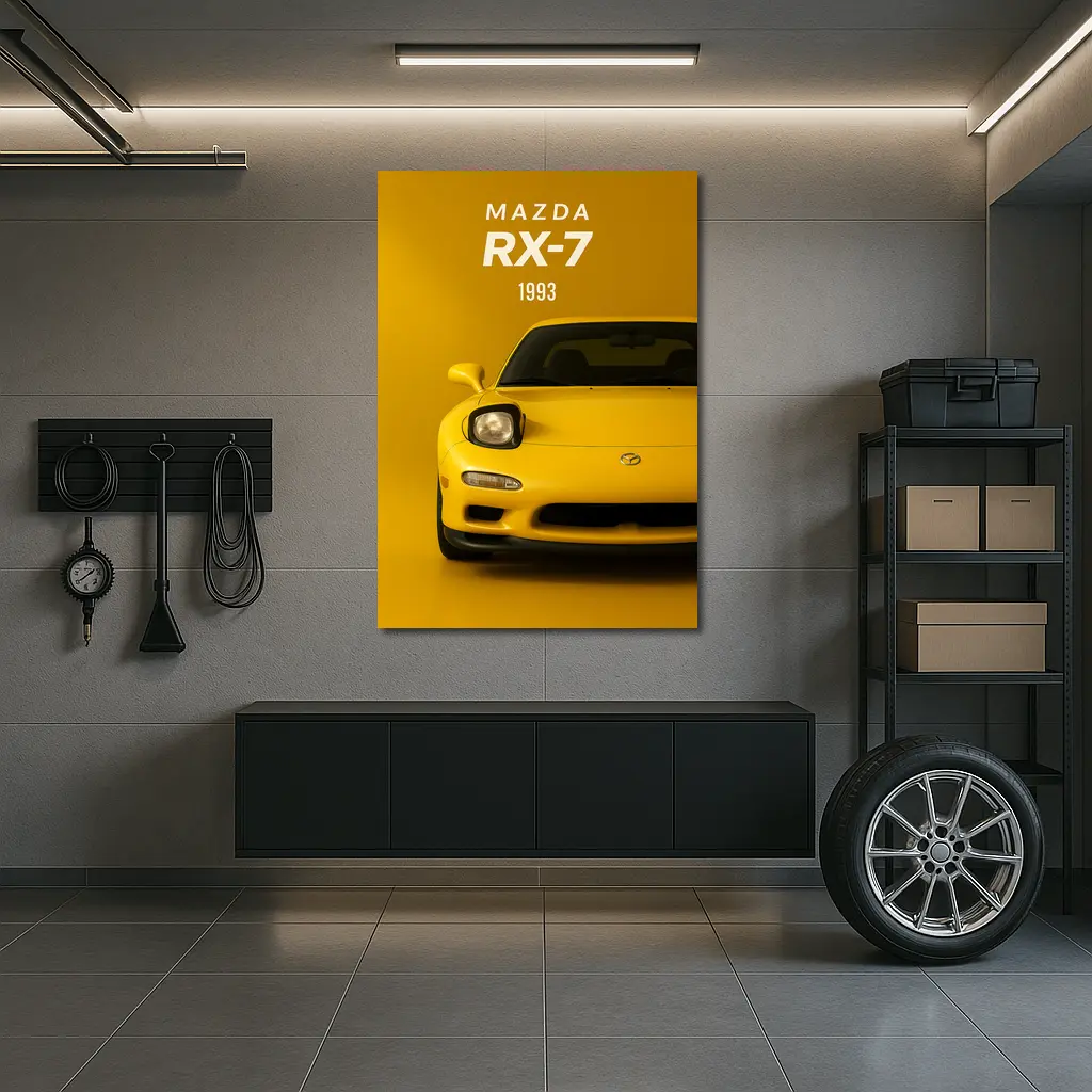 Mazda RX-7 1993 Yellow Front View – Wall Art