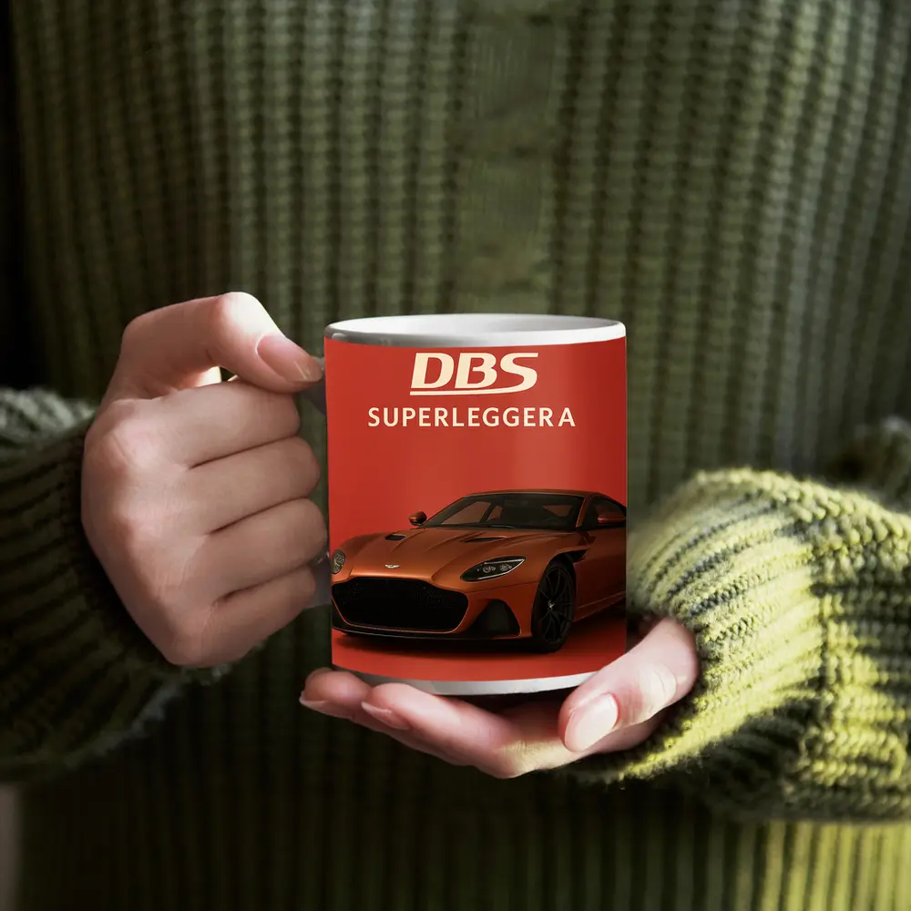 Aston Martin DBS Superleggera Red Background – Mugs