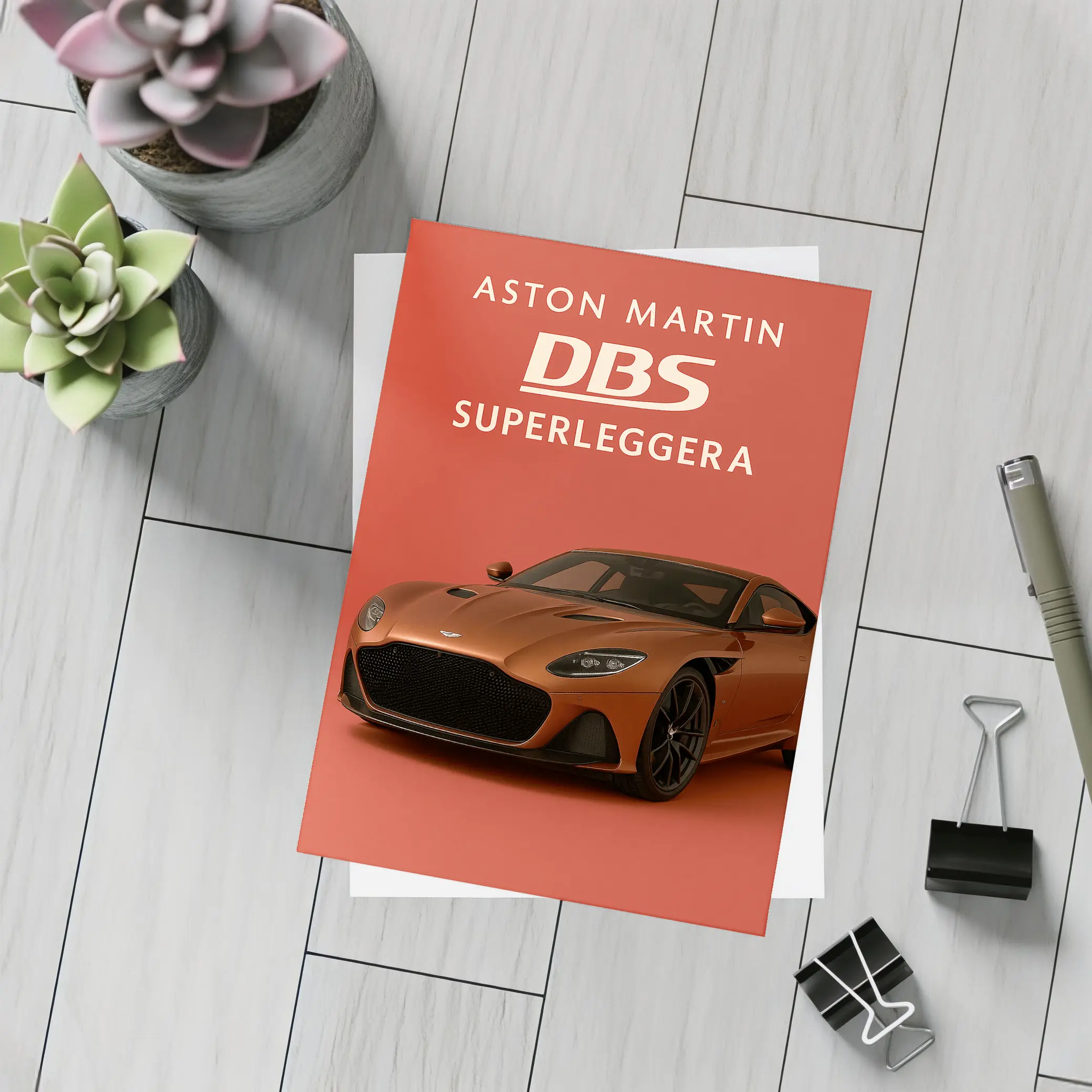 Aston Martin DBS Superleggera Red Background – Postcards