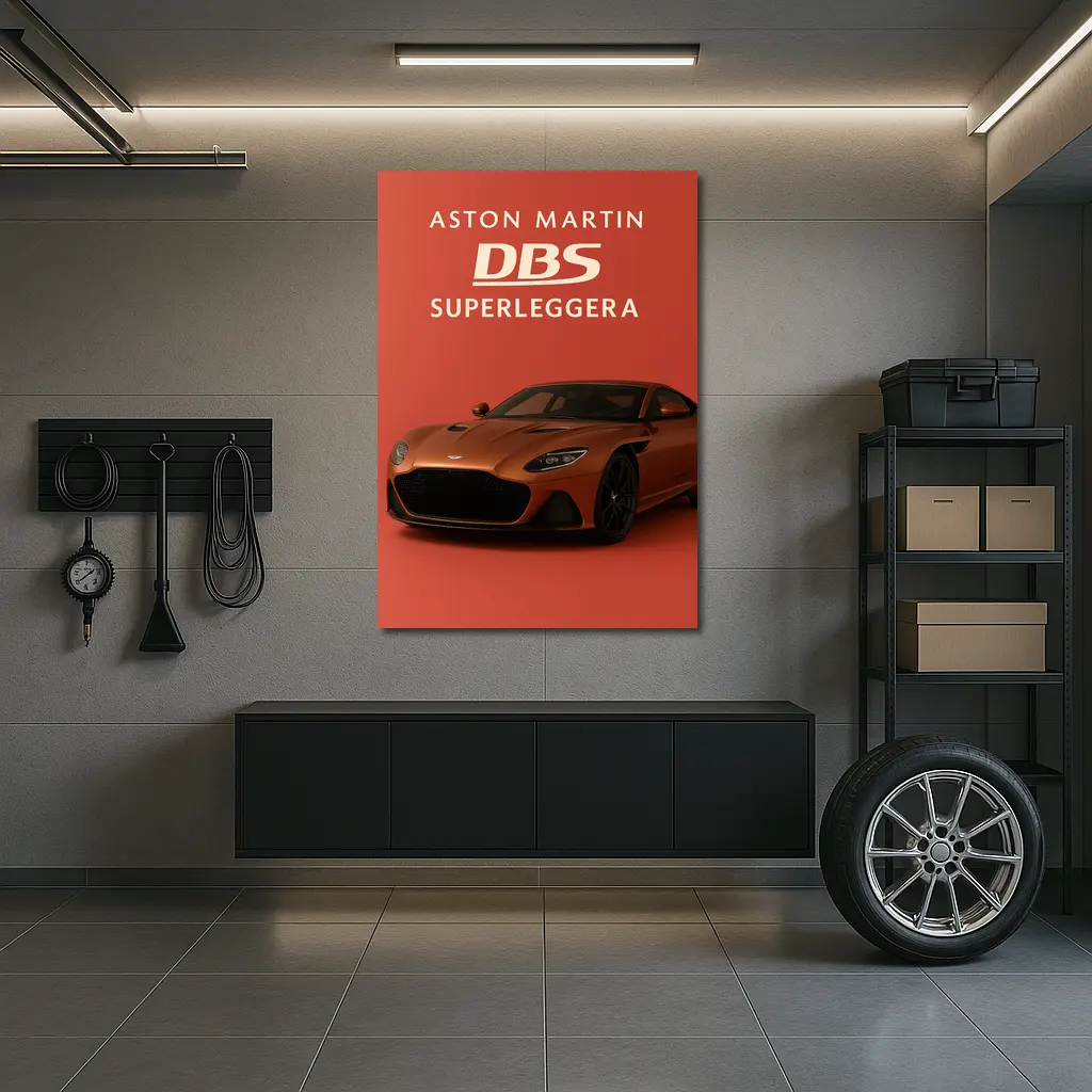 Aston Martin DBS Superleggera Red Background – Wall Art