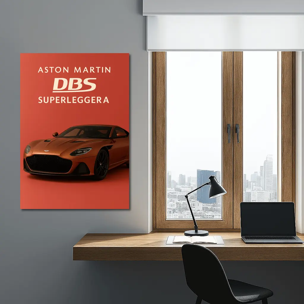 Aston Martin DBS Superleggera Red Background – Wall Art