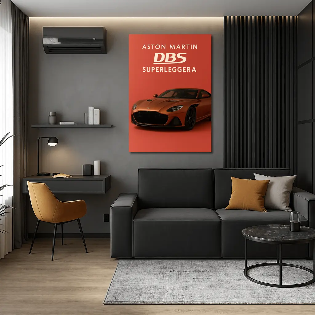 Aston Martin DBS Superleggera Red Background – Wall Art