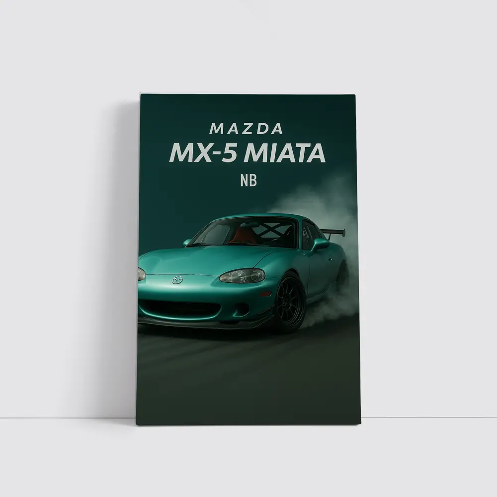 Mazda MX-5 Miata NB Teal Drift Smoke – Wall Art