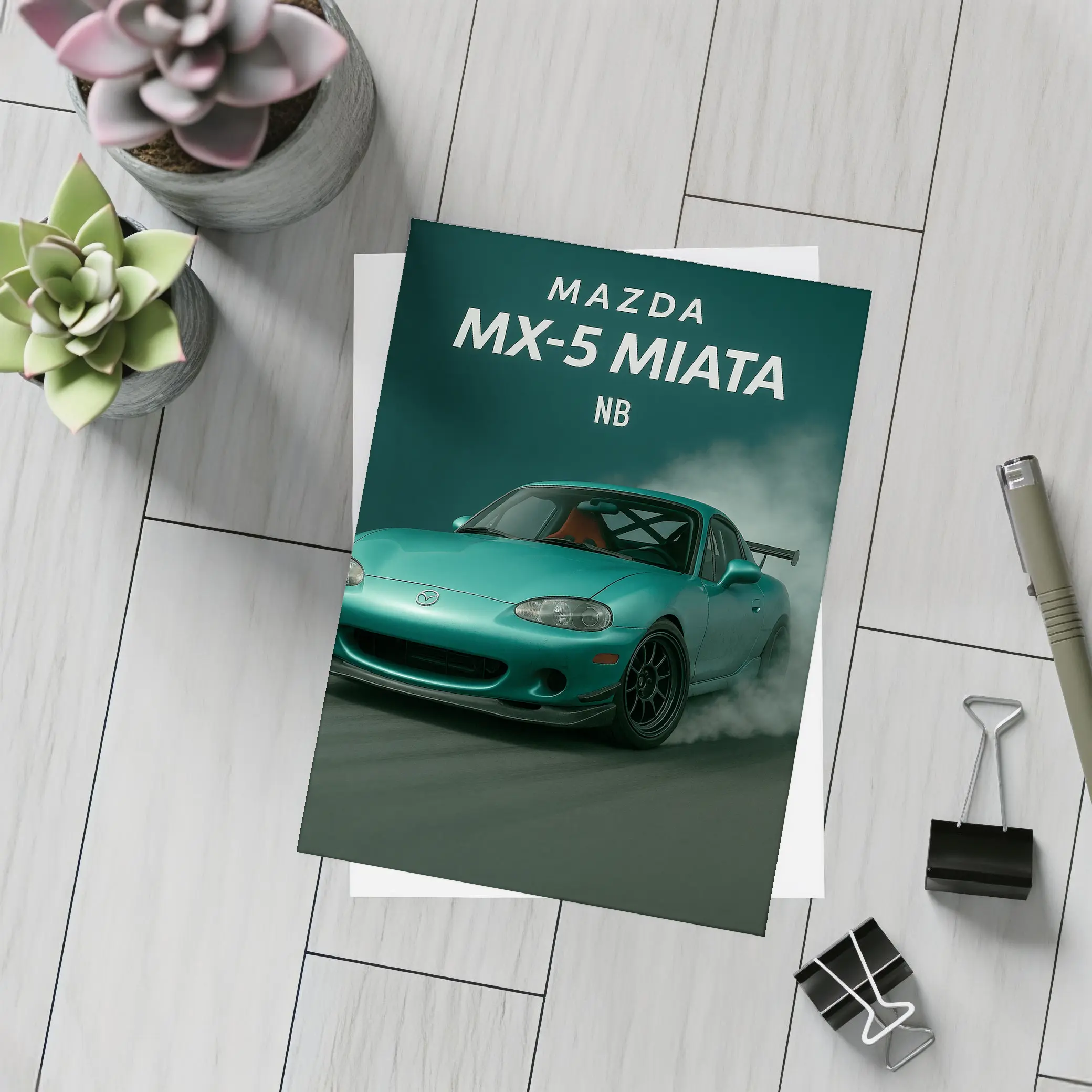 Mazda MX-5 Miata NB Teal Drift Smoke – Postcards
