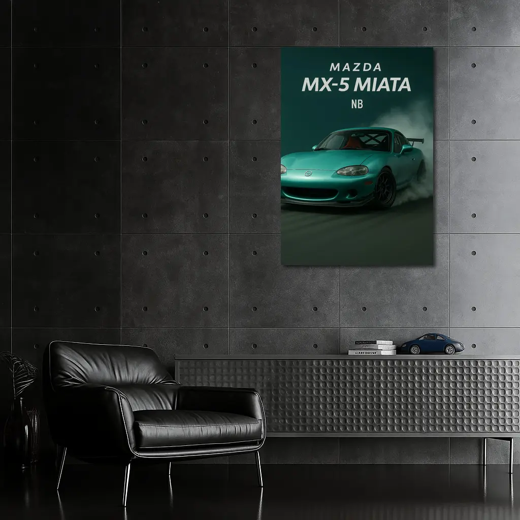 Mazda MX-5 Miata NB Teal Drift Smoke – Wall Art