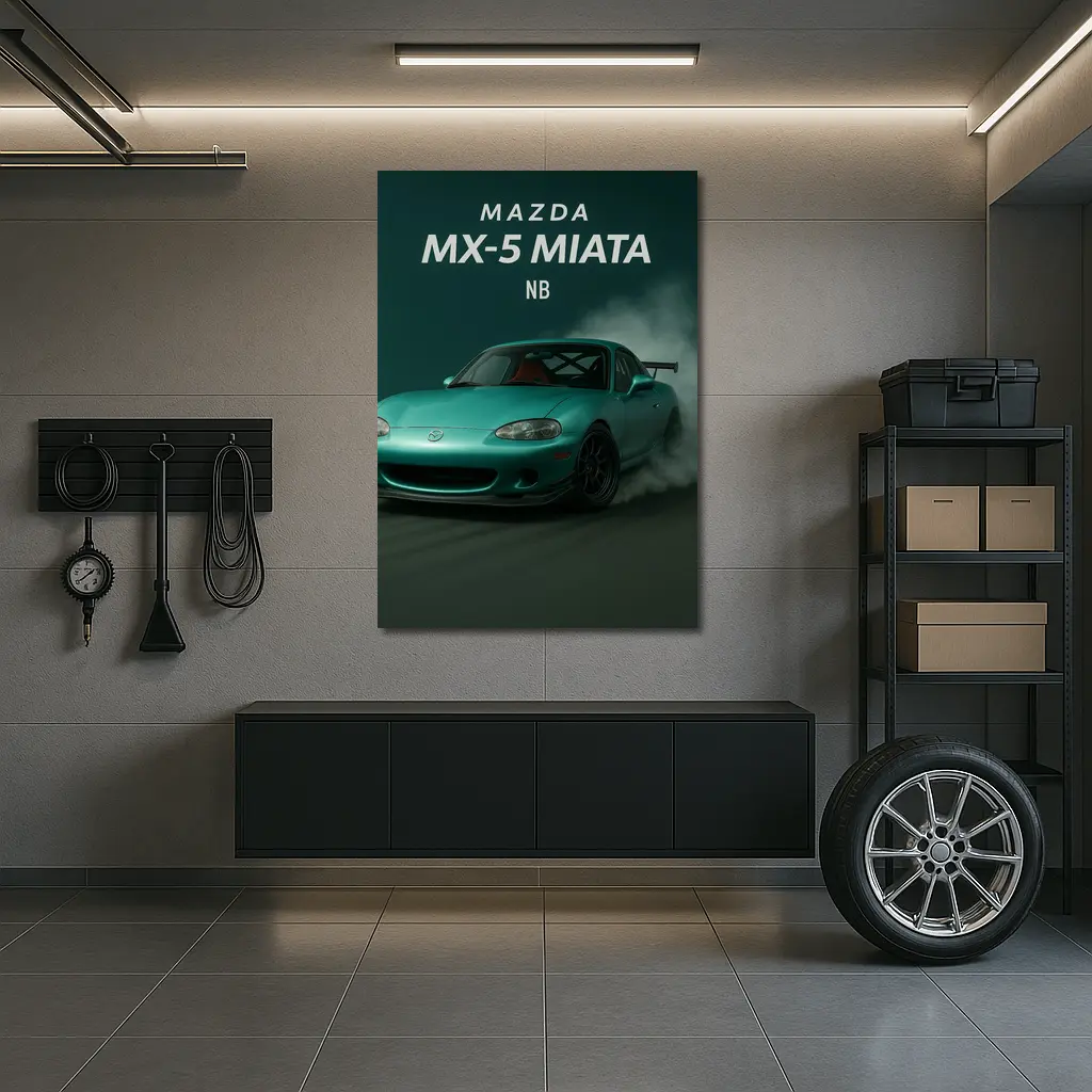 Mazda MX-5 Miata NB Teal Drift Smoke – Wall Art