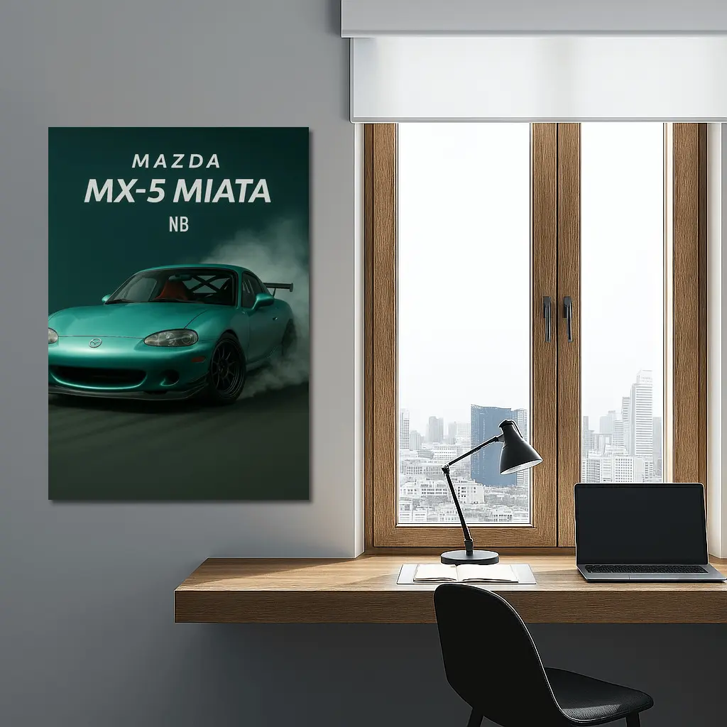 Mazda MX-5 Miata NB Teal Drift Smoke – Wall Art
