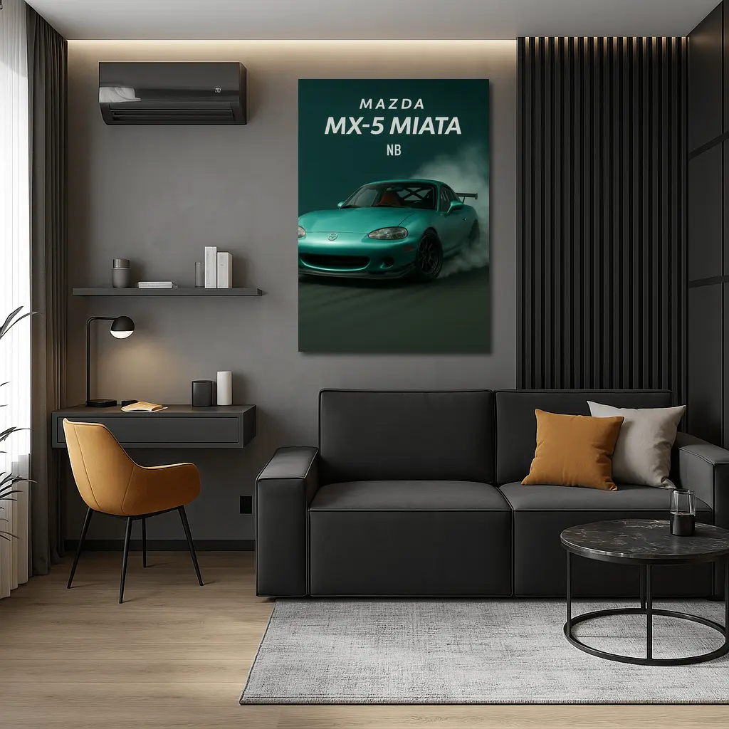 Mazda MX-5 Miata NB Teal Drift Smoke – Wall Art