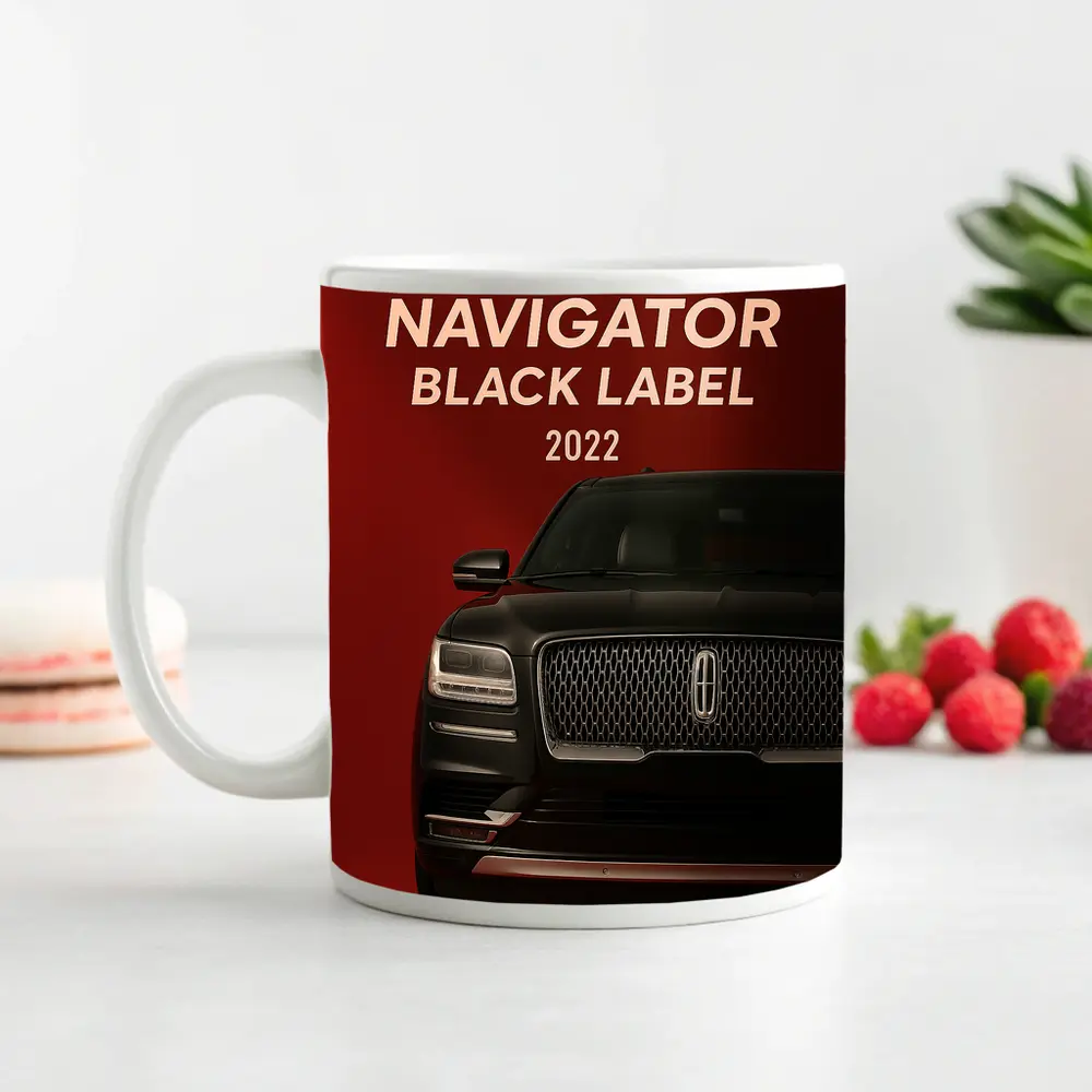 Lincoln Navigator Black Label Dark Red Background – Mugs