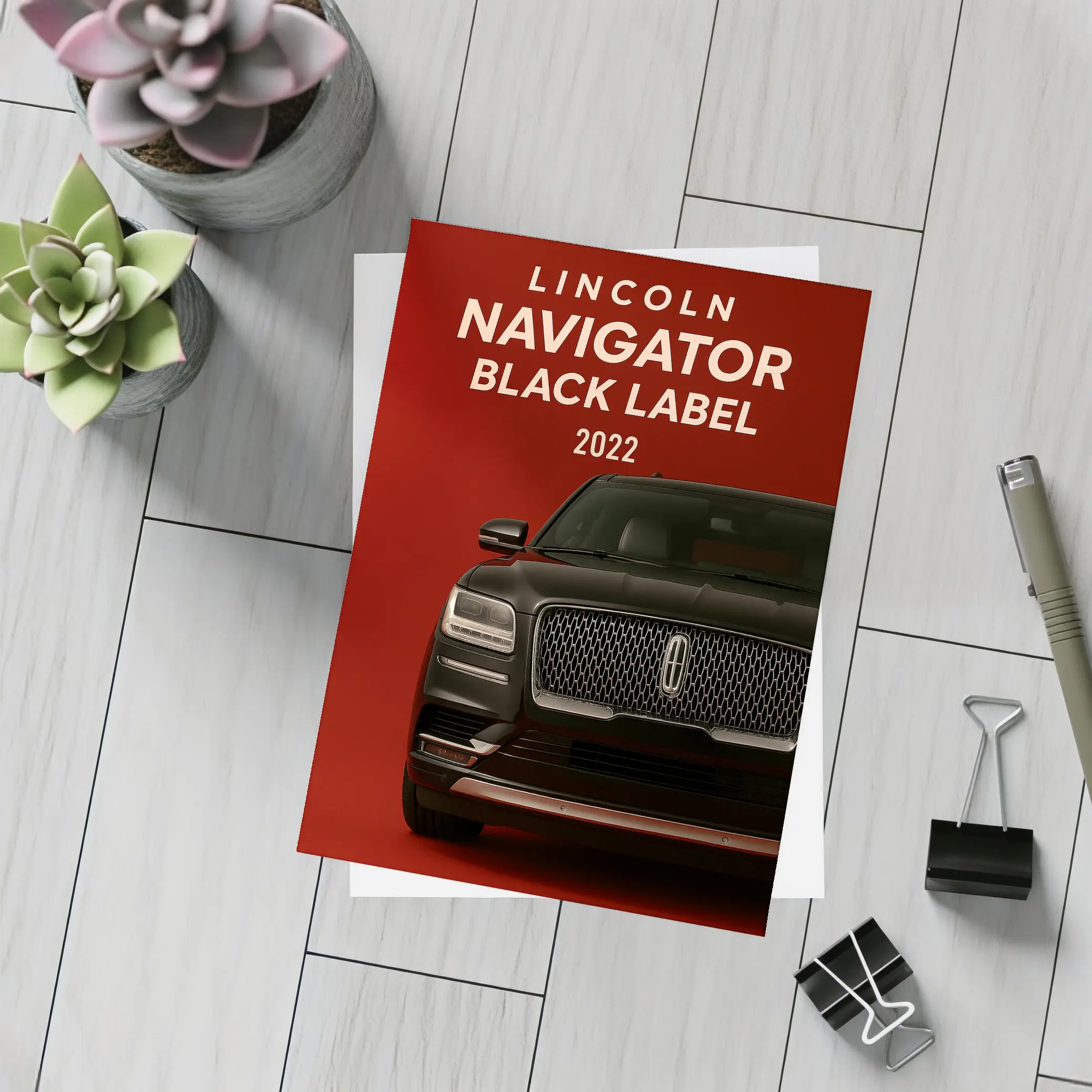 Lincoln Navigator Black Label Dark Red Background – Postcards