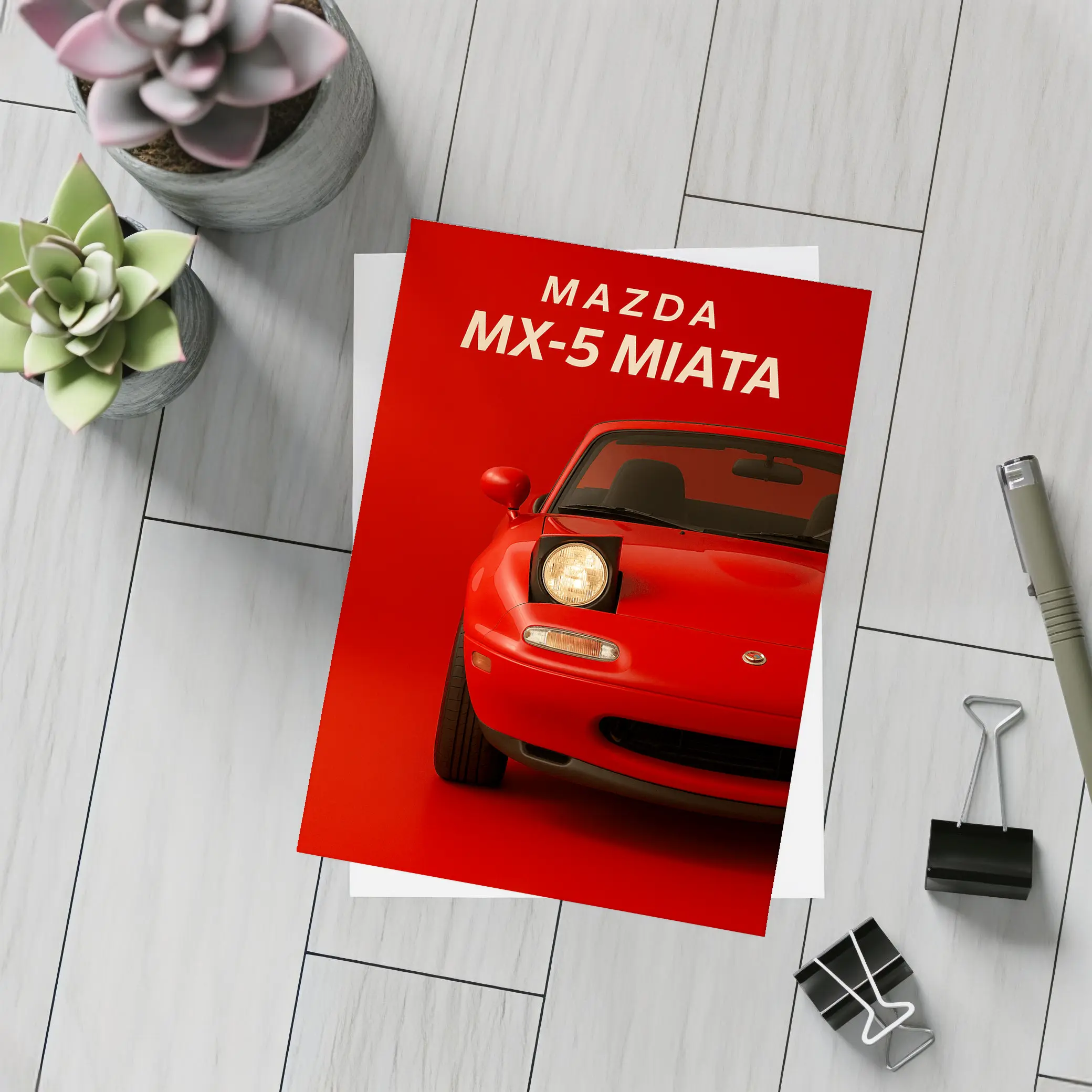Mazda MX-5 Miata Red Minimalist Front View – Postcards