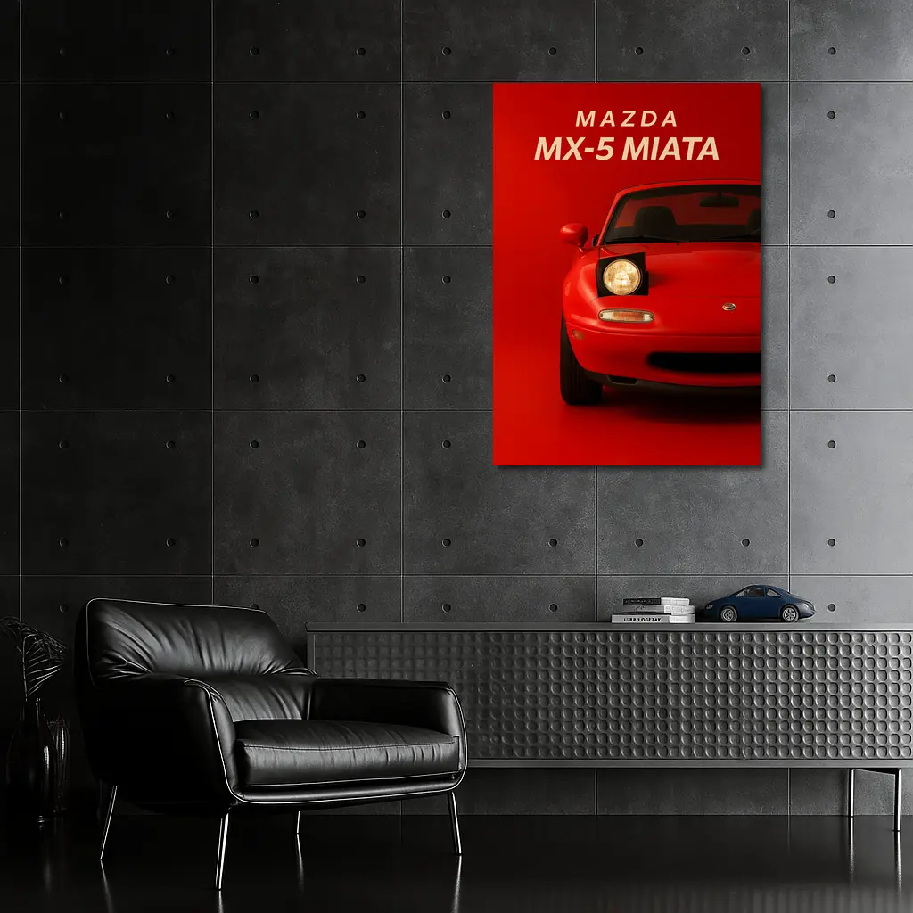 Mazda MX-5 Miata Red Minimalist Front View – Wall Art