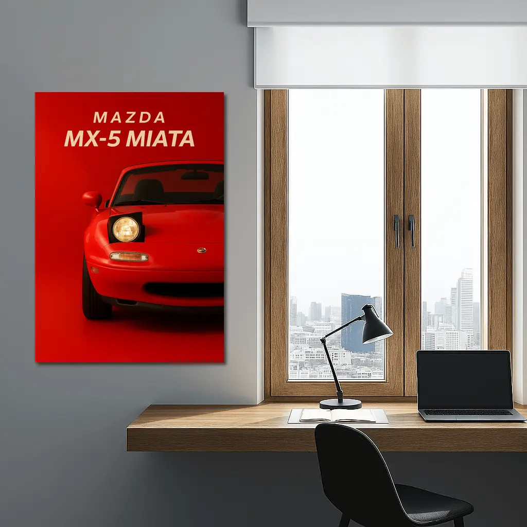 Mazda MX-5 Miata Red Minimalist Front View – Wall Art