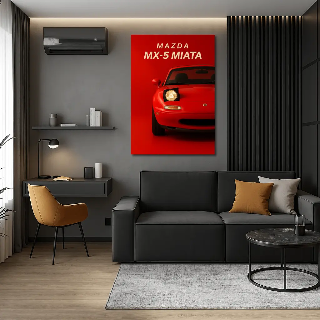 Mazda MX-5 Miata Red Minimalist Front View – Wall Art