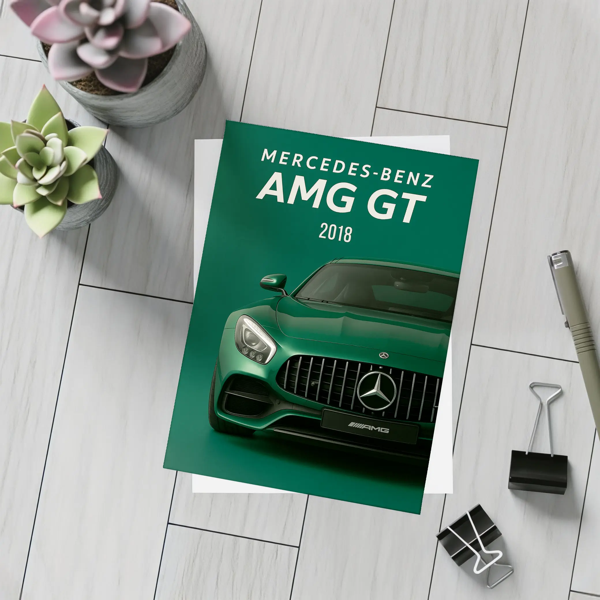 Mercedes Benz AMG GT Green Front View – Postcards