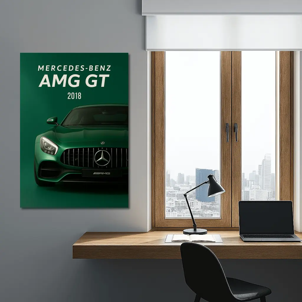 Mercedes Benz AMG GT Green Front View – Wall Art