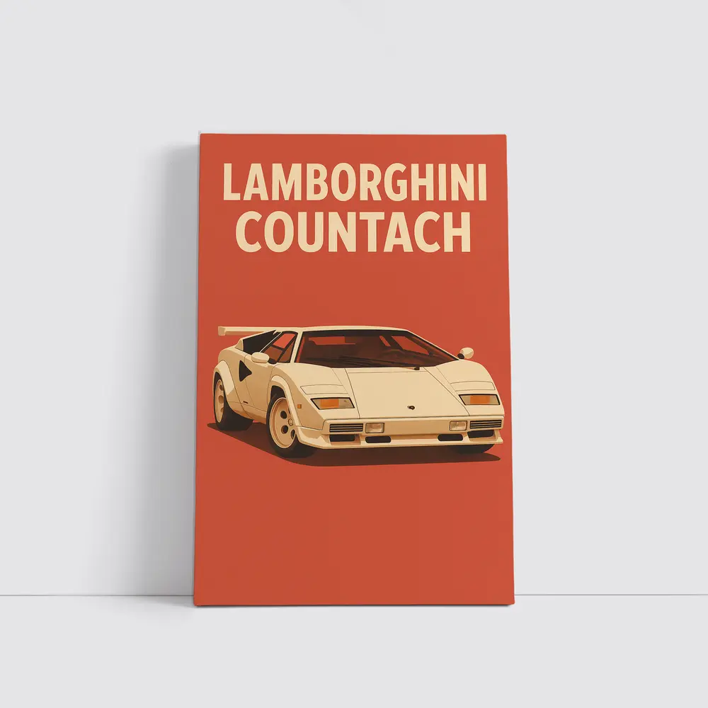 Lamborghini Countach Classic Red Retro Art – Wall Art