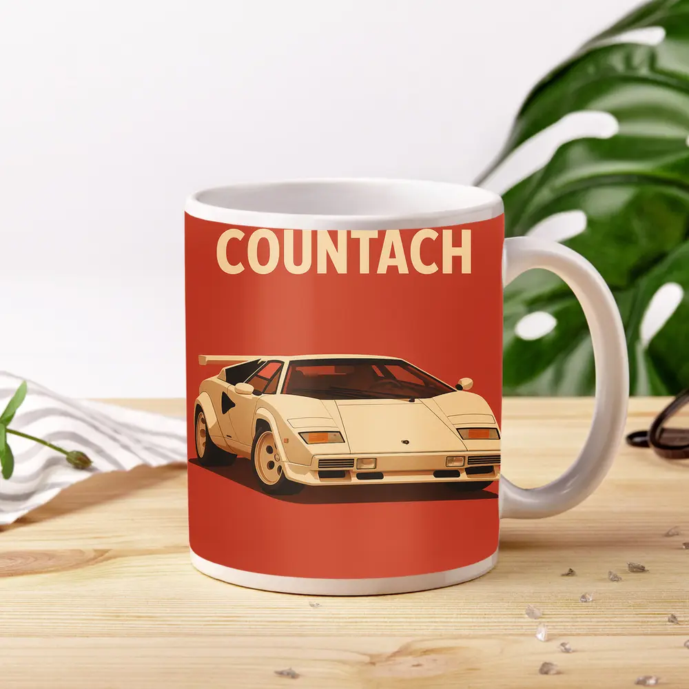 Lamborghini Countach Classic Red Retro Art – Mugs