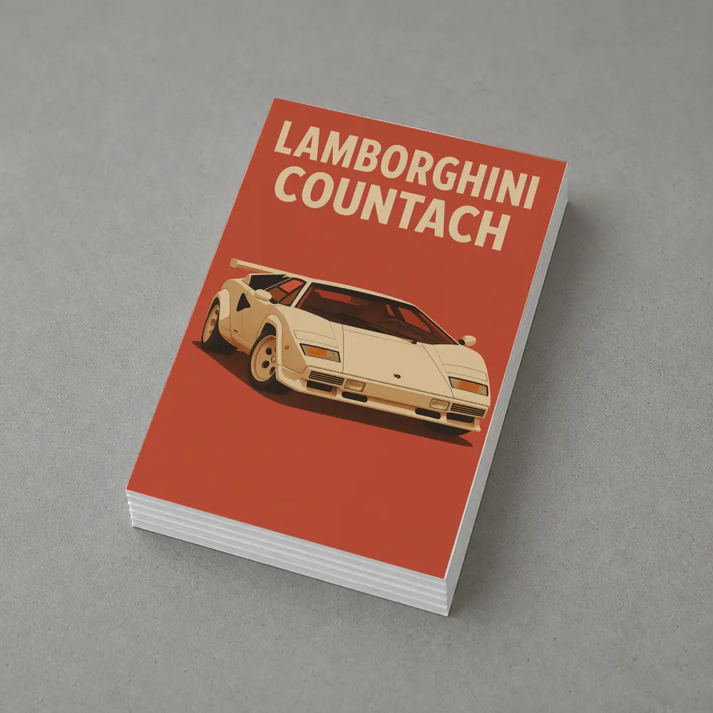Lamborghini Countach Classic Red Retro Art – Postcards
