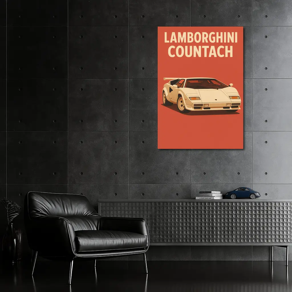 Lamborghini Countach Classic Red Retro Art – Wall Art