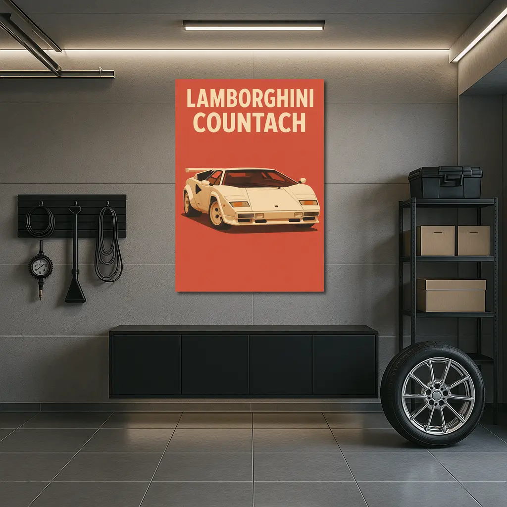 Lamborghini Countach Classic Red Retro Art – Wall Art