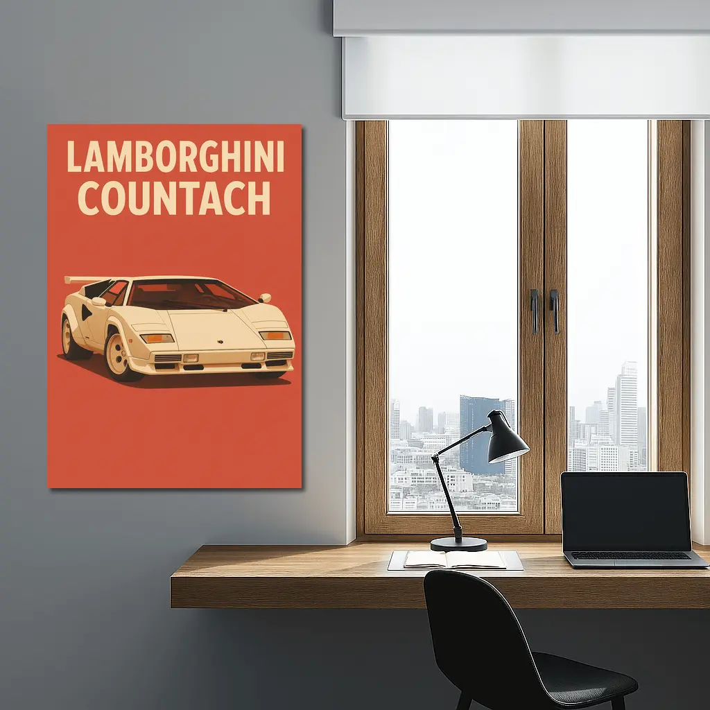 Lamborghini Countach Classic Red Retro Art – Wall Art