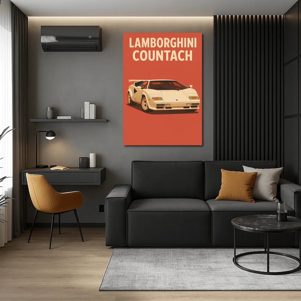 Lamborghini Countach Classic Red Retro Art – Wall Art