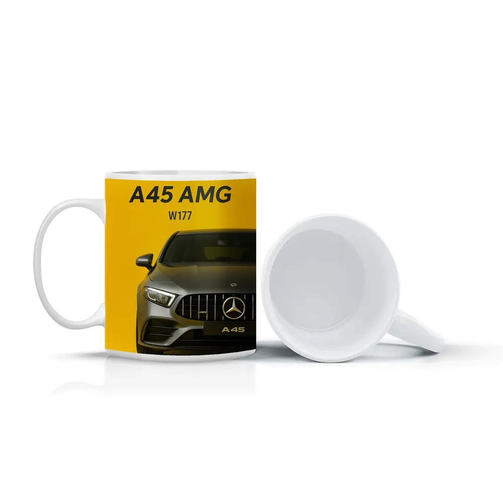 Mercedes Benz A45 AMG Yellow Background – Mugs