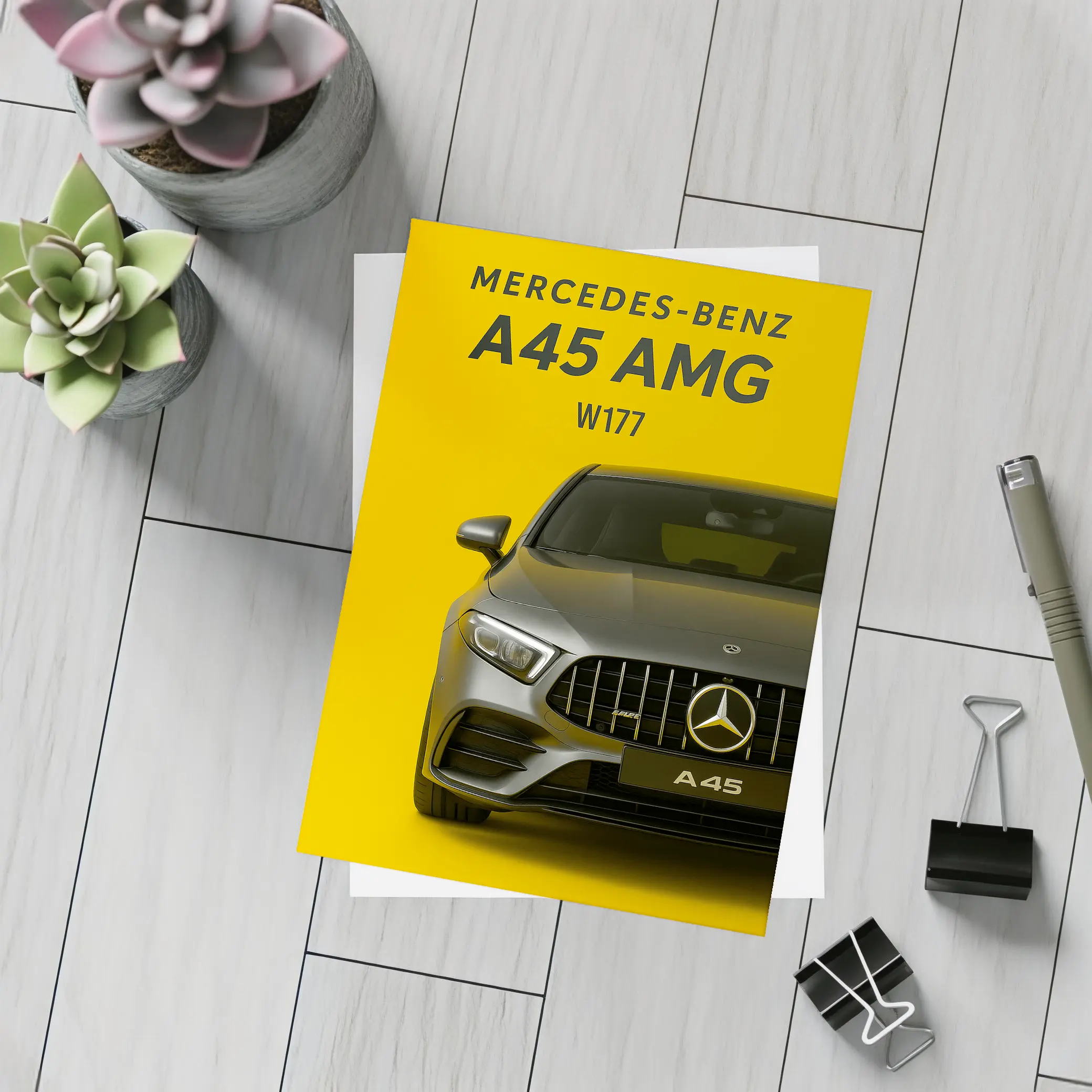 Mercedes Benz A45 AMG Yellow Background – Postcards