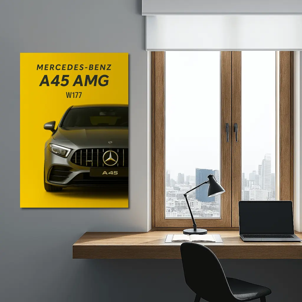 Mercedes Benz A45 AMG Yellow Background – Wall Art