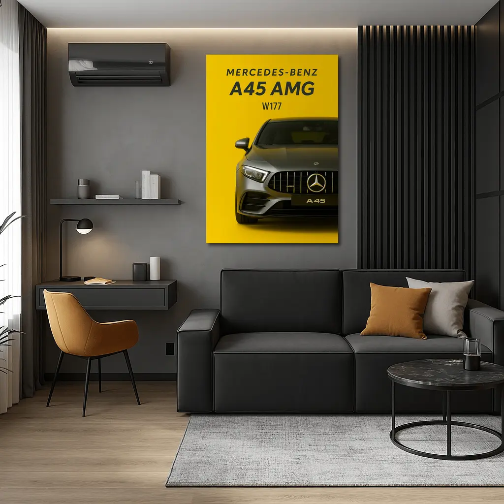 Mercedes Benz A45 AMG Yellow Background – Wall Art